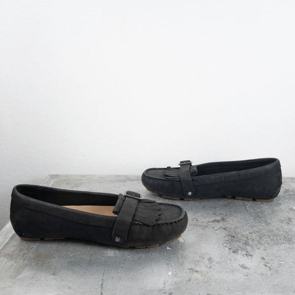 𝅺UGG Dempsey Driving Moccasins Loafers Black Size 6.5 Leather - Picture 3 of 7